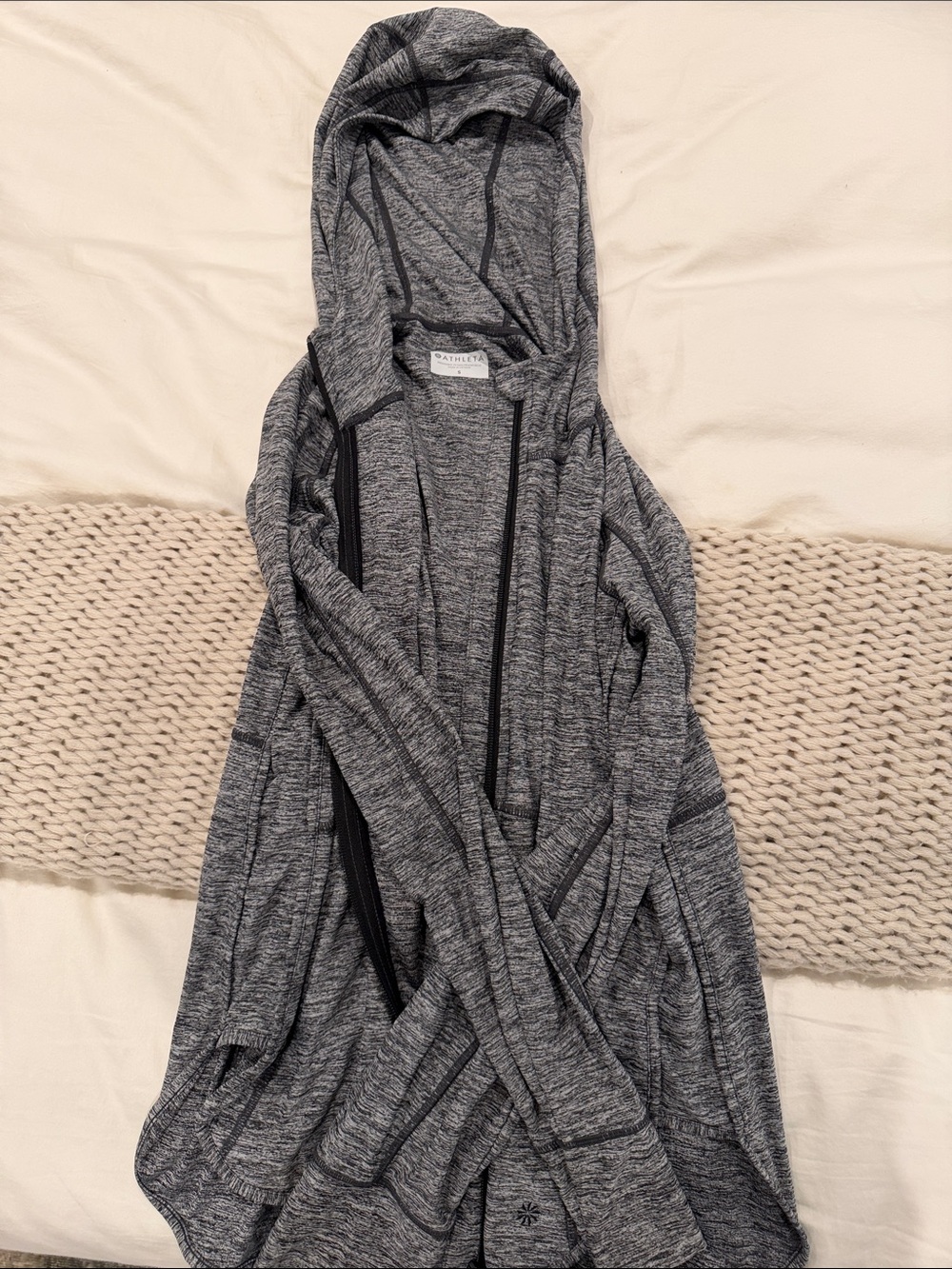 Athleta Heather Gray Hooded Zip Lightweight Jacket